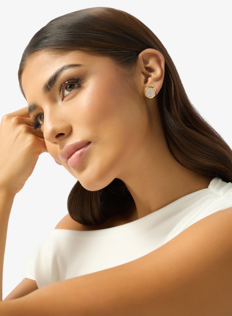 ELLA Gold Rhinestone Embellished Stud Earrings Silver - Image 3